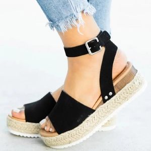 High heel wedge sandals